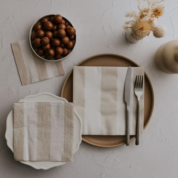 Manor Road Naturals Stripe Dinner Napkins 20pk