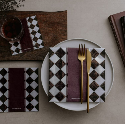 Manor Road Marbled Bordeaux Dinner Napkins 20pk