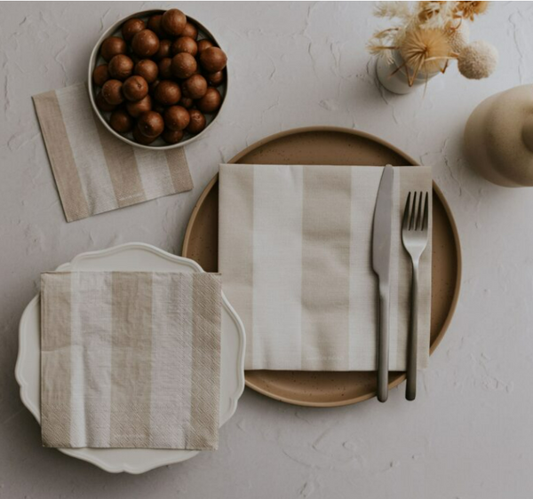 Manor Road Naturals Stripe Cocktail Napkins 20pk