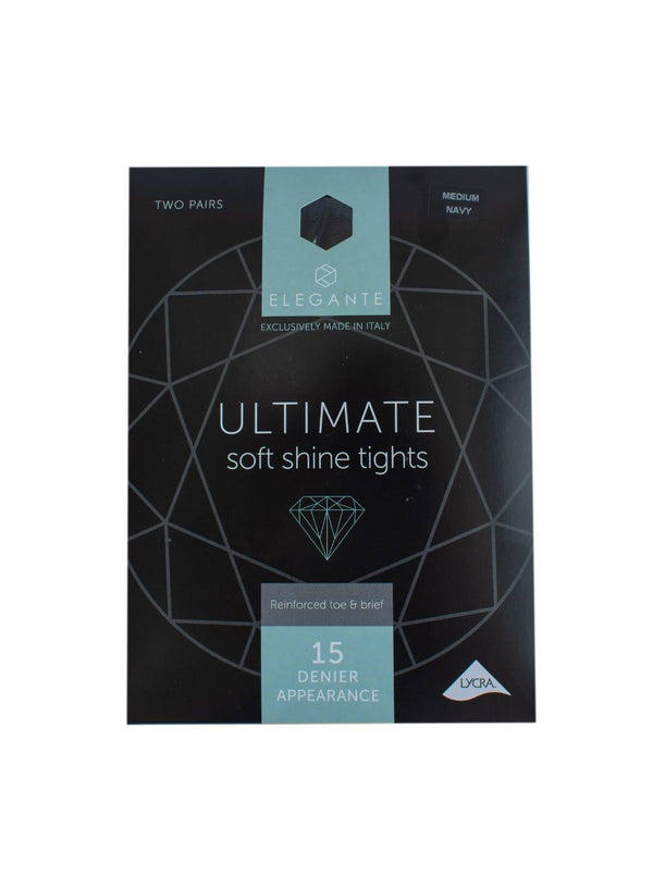 Elegante Ultimate Softshine Tights Navy Large 2pk