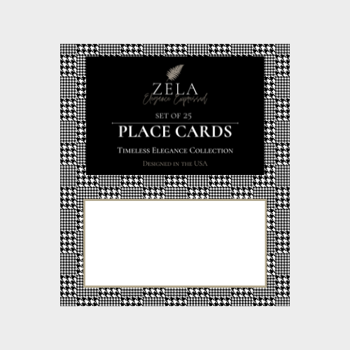Zela Placecards Timeless Elegance Houndstooth 25pk