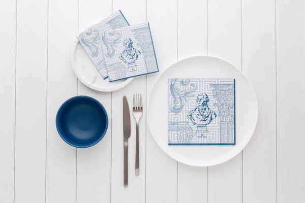 Manor Road Blue Greek Luncheon Napkin 20pk