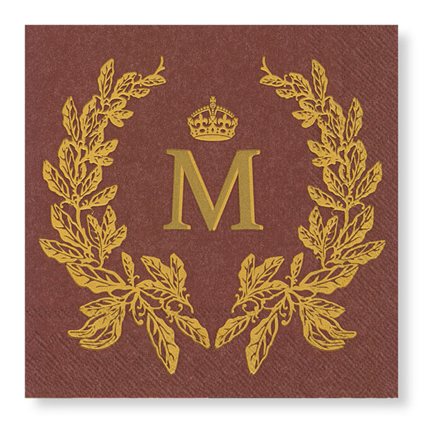 Manor Road Laurel Wreath Burnt Fig Cocktail Napkin 20pk