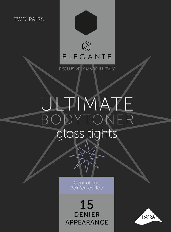 Ultimate Bodytoner Tights, Black, XL, 2 pair pack