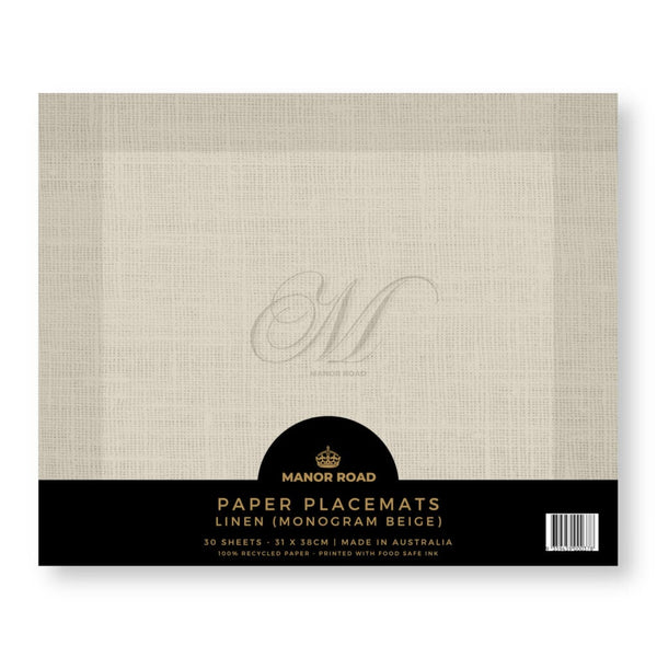 Manor Road Linen (Monogram Beige) Placemat 30pk