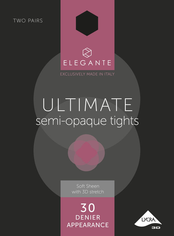 Elegante Ultimate 30 Denier Tights Black Extra Large 2pk