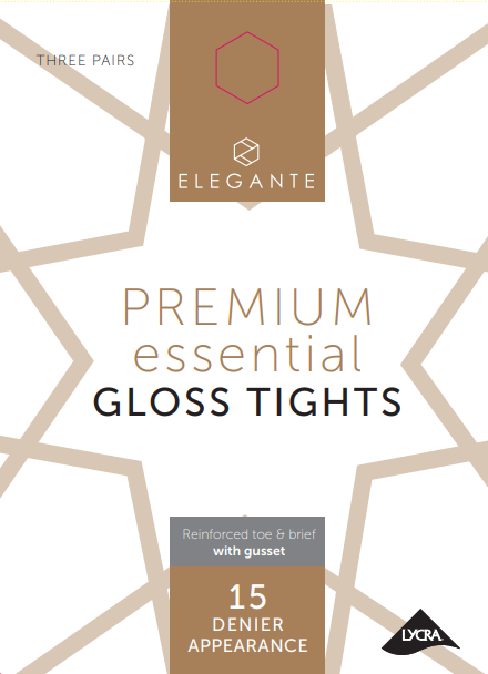 Elegante Premium Essential Gloss Tights with Gusset Bronze Glow Large 3pk
