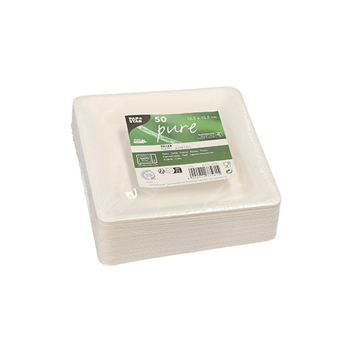 Papstar Sugar Cane Plates 15.5cm x 15.5cm 50pk