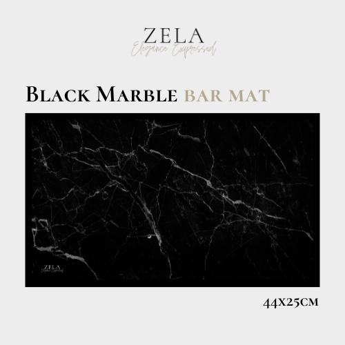Zela Bar Mat Black Marble 44x25
