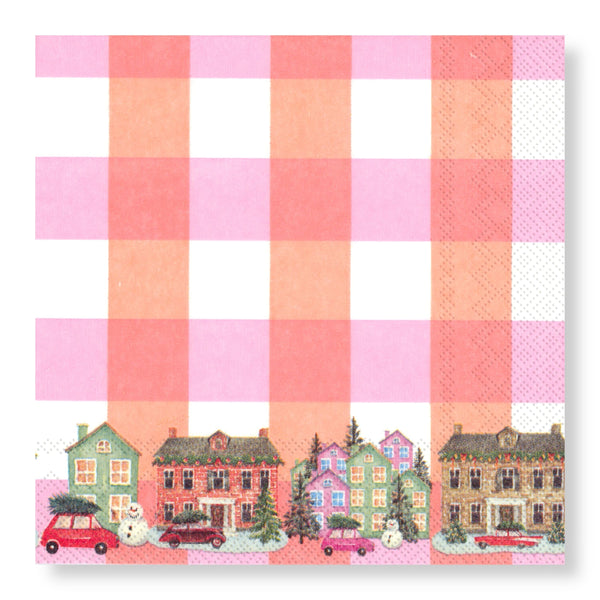 Manor Road The Village Pink Cocktail Napkin 20pk