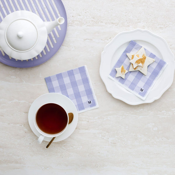 Manor Road Candy Gingham (Lilac) Cocktail Napkin 20pk
