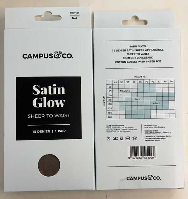 Campus&Co. Satin Glow Sheer to Waist 15 DenStockings Bronze Extra Tall 1pk
