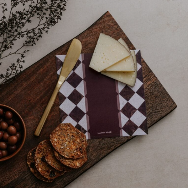 Manor Road Marbeld Bordeaux Cheese Board Presentation Card 8pk