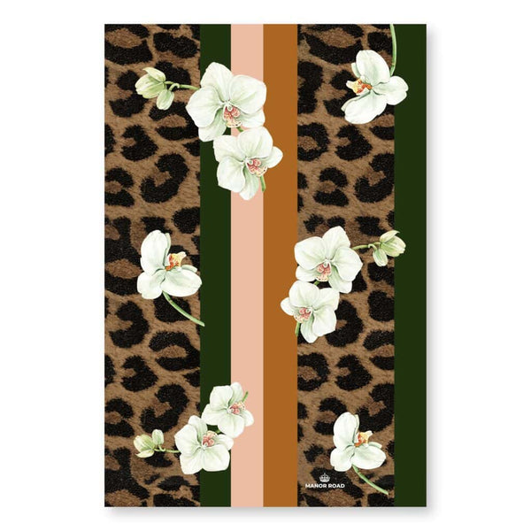 Manor Road White Orchid & Leopard Microfibre Tea Towel