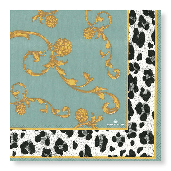 Manor Road Victorian Leopard Cocktail Napkin 20pk