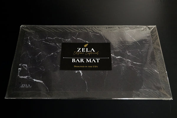 Zela Bar Mat Black Marble   44x25