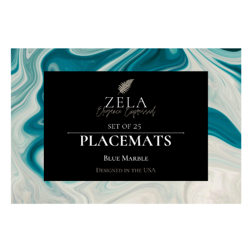 Zela Place Mats Blue Marble   25pk