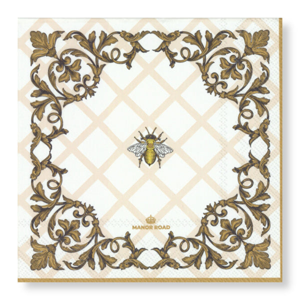 Manor Road Ornamental Bee Luncheon Napkins 20pk