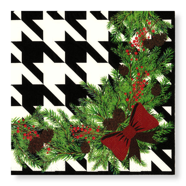 Manor Road Houndstooth Christmas Luncheon Napkin 20pk