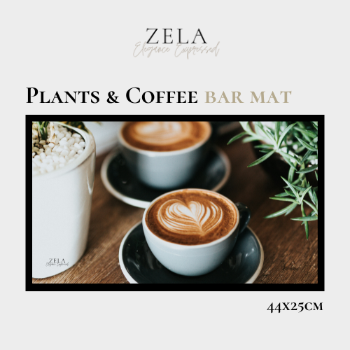 Zela Bar Mat Plants & Coffee   44x25