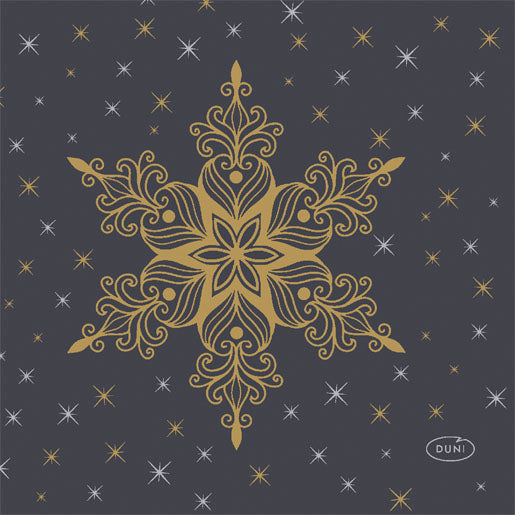 Paper + Design Napkins Snowstars Black 24x24cm 20pk