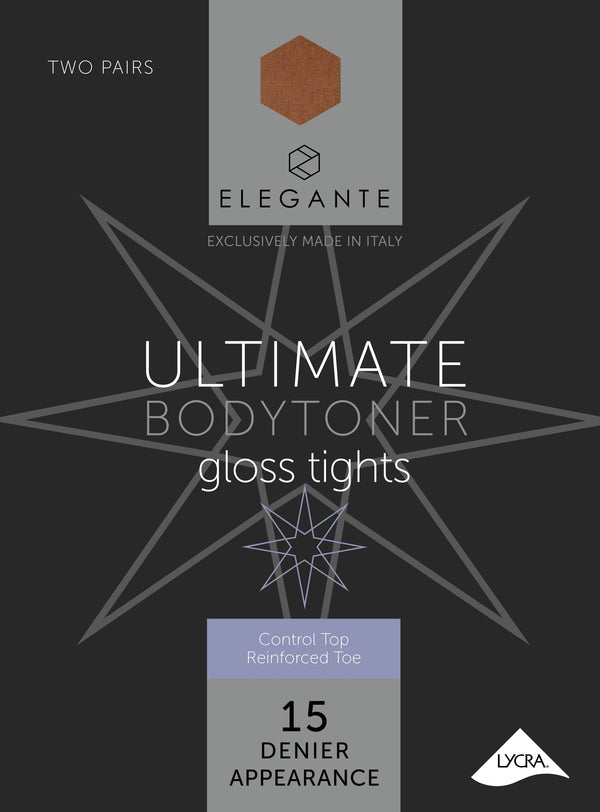 Ultimate Bodytoner Tights, Bronze Glow, M, 2 pair pack