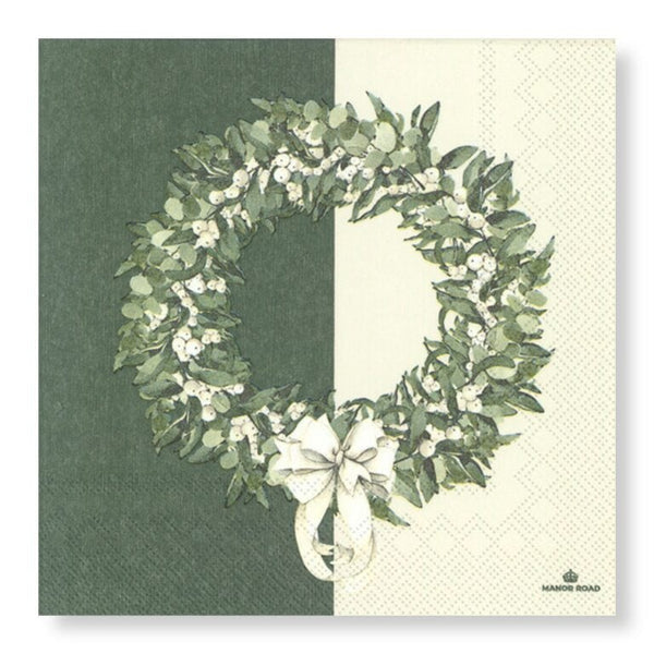 Manor Road White Berry Wreath Luncheon Napkins 20pk