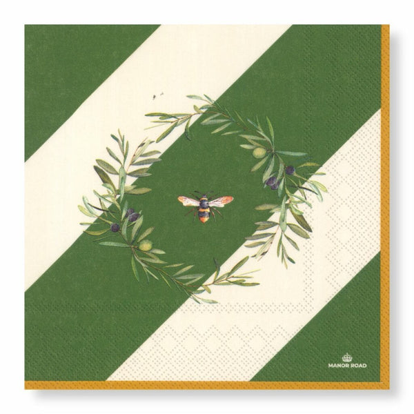 Manor Road Olive & Bee Luncheon Napkin 20pk