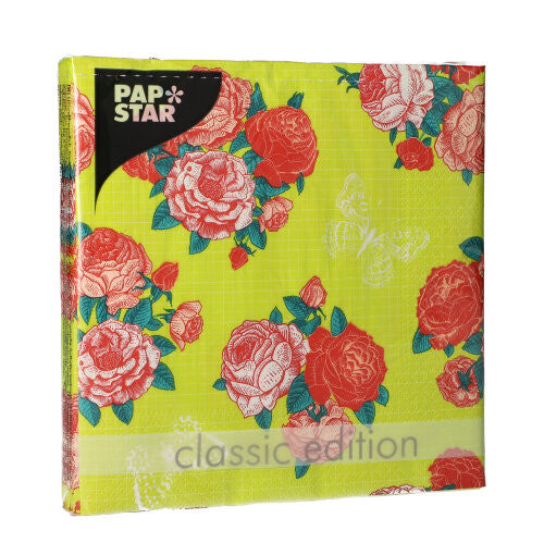 Papstar Napkins Summer Rose 33x33cm 20pk
