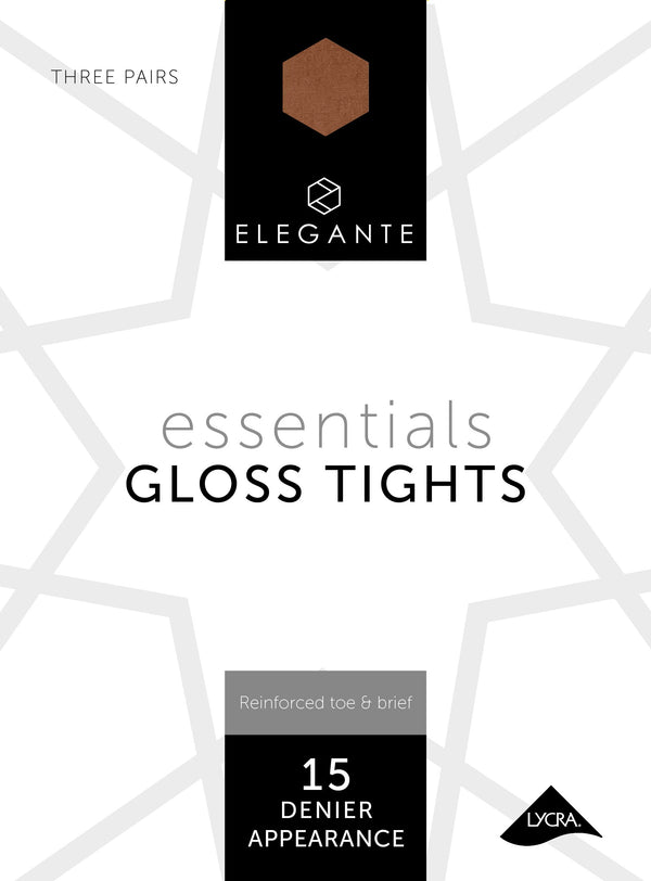 Essential Gloss Tights, Bronze Glow, XL, 3 pair pack