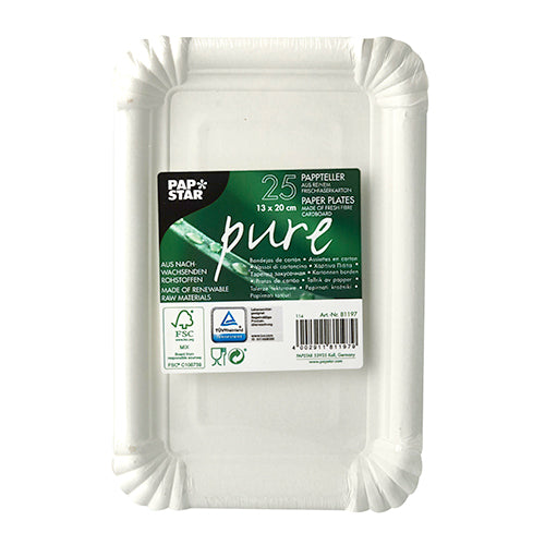 Papstar Disposable Plates "Pure" Rectangle Sugar Cane 13x26cm 50pk