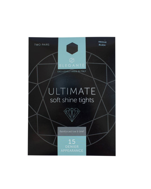 Elegante Ultimate Black Softshine Tights Large 2pk