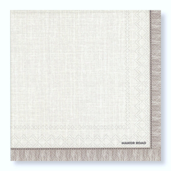 Manor Road Fringed (Beige) Luncheon Napkin 20pk
