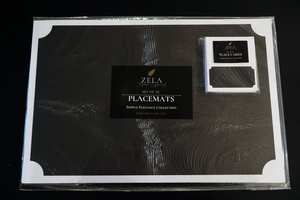 Zela Place Mats Simple Elegance Collection White Border   25pk