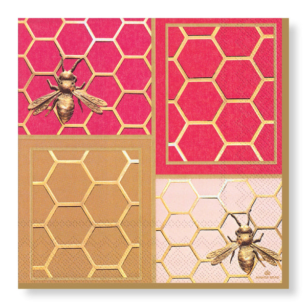 Manor Road Colourblock Bees Luncheon Napkin 20pk