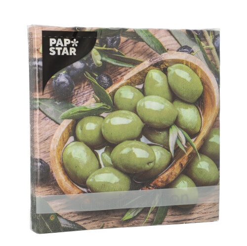 Papstar Napkins Paper Olive Flavour 33cmx33cm 20pk