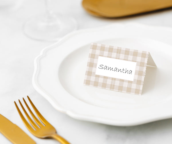 Manor Road Linen Gingham Natural Place Card 45pk