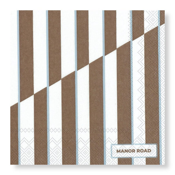 Manor Road Toffee Stripe Luncheon Napkins 20pk