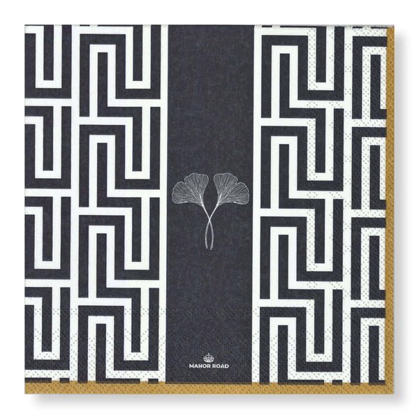Manor Road Gingko Navy Dinner Napkin 20pk