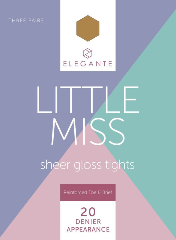 Elegante Little Miss 20 Denier Gloss Tights Bronze Glow 11 - 12 years 3pk