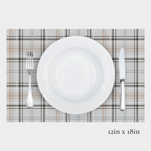 Zela Place Mats Timeless Elegance Grey Plaid   25pk