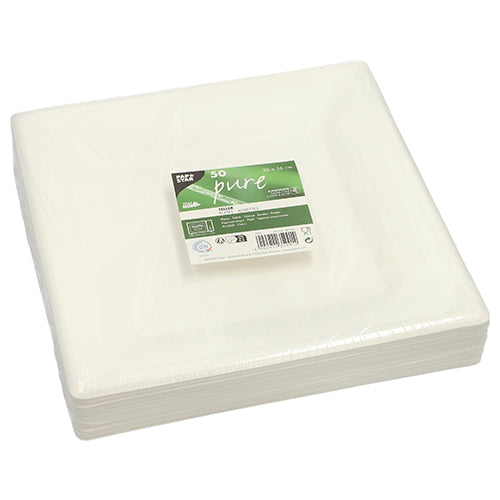 Papstar Disposable Plates "Pure" Square Sugar Cane 26x26cm 50pk